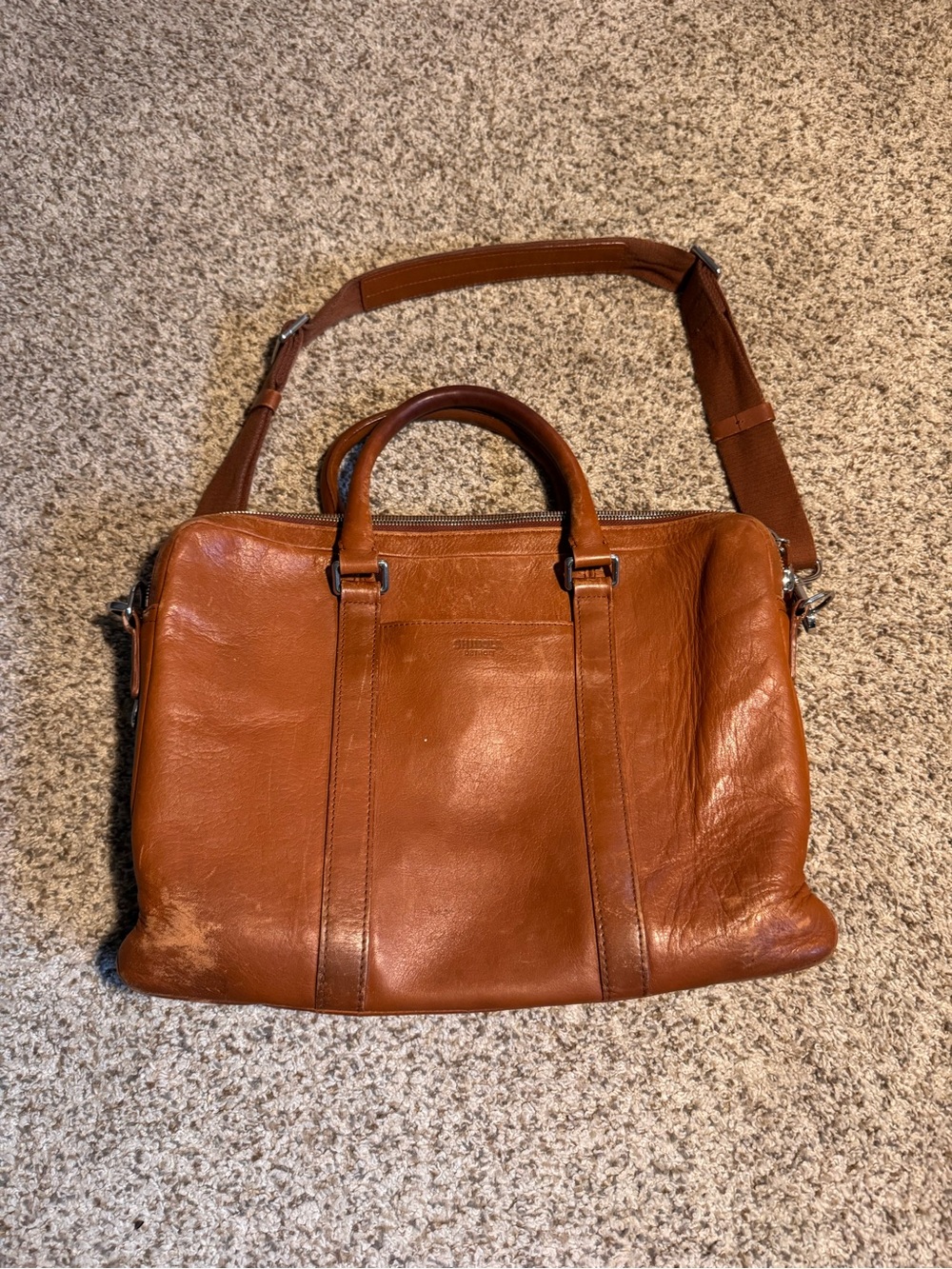 Shinola Men's Leather Briefcase Laptop Bag - Brown